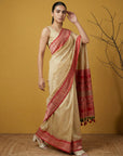 Handloom Soft Silk Saree with Zari Woven Motifs Contrast Traditional Border and Rich Pallu