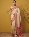 Handloom Soft Silk Saree with Zari Woven Motifs Contrast Traditional Border and Rich Pallu