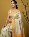 Handloom Soft Silk Saree with Zari Woven Motifs Contrast Traditional Border and Rich Pallu
