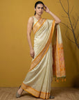 Handloom Soft Silk Saree with Zari Woven Motifs Contrast Traditional Border and Rich Pallu