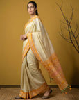 Handloom Soft Silk Saree with Zari Woven Motifs Contrast Traditional Border and Rich Pallu
