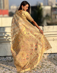 Premium Kora Silk Leheriya Meenakari Zari Woven Saree with Fancy Pallu and Brocade Blouse