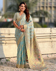 Premium Kora Silk Leheriya Meenakari Zari Woven Saree with Fancy Pallu and Brocade Blouse