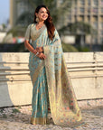 Premium Kora Silk Leheriya Meenakari Zari Woven Saree with Fancy Pallu and Brocade Blouse
