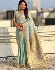 Premium Kora Silk Leheriya Meenakari Zari Woven Saree with Fancy Pallu and Brocade Blouse