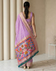 Fancy Pink Soft Silk Saree Gold Zari Floral Motifs Meenakari Sparrow Pallu Saree With Running Blouse
