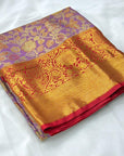 Lavender Kanjivaram Silk Jaal Traditional Zari Woven Saree