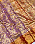 Lavender Kanjivaram Silk Jaal Traditional Zari Woven Saree