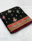 Black Pure Viscose Silk Position Printed Traditional Saree