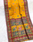 Mustard Pure Viscose Silk Position Printed Traditional Saree