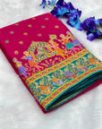 Pink Pure Viscose Silk Position Printed Traditional Darbari Saree