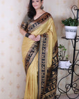 Chickoo Soft Silk Zari Woven Warli Art Traditional Saree