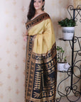 Chickoo Soft Silk Zari Woven Warli Art Traditional Saree