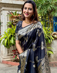 Black Banarasi Jaal Soft Silk Zari Woven Saree