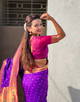 Purple Zari Woven Bandhani Paithani Fusion Silk Saree