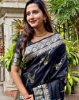 Black Banarasi Jaal Soft Silk Zari Woven Saree