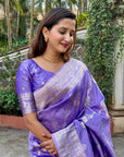 Lavender Banarasi Jaal Soft Silk Zari Woven Saree