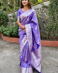 Lavender Banarasi Jaal Soft Silk Zari Woven Saree