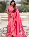 Baby Pink Zari Woven Pichwai Silk Saree