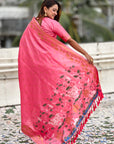 Baby Pink Zari Woven Pichwai Silk Saree