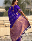 Violet Soft Silk Dual Zari Woven Saree with Deer Border