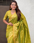 Mehendi Green Zari Woven Pichwai Silk Saree