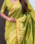 Mehendi Green Zari Woven Pichwai Silk Saree