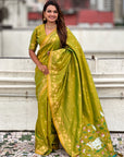 Mehendi Green Zari Woven Pichwai Silk Saree