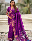 Purple Zari Woven Pichwai Silk Saree