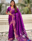 Purple Zari Woven Pichwai Silk Saree