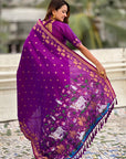 Purple Zari Woven Pichwai Silk Saree