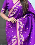 Purple Zari Woven Pichwai Silk Saree