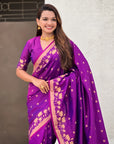 Purple Zari Woven Pichwai Silk Saree