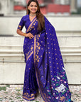 Violet Zari Woven Pichwai Silk Saree