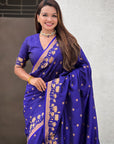 Violet Zari Woven Pichwai Silk Saree