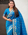 Blue Zari Woven Pichwai Silk Saree