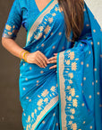 Blue Zari Woven Pichwai Silk Saree