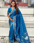 Blue Zari Woven Pichwai Silk Saree