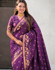 Wine Zari Woven Pichwai Silk Saree