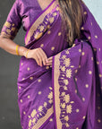 Wine Zari Woven Pichwai Silk Saree