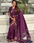 Wine Zari Woven Pichwai Silk Saree