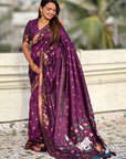 Wine Zari Woven Pichwai Silk Saree