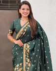 Bottle Green Zari Woven Pichwai Silk Saree
