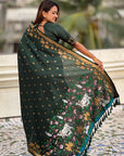 Bottle Green Zari Woven Pichwai Silk Saree