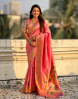 Baby Pink Tissue Paithani Zari Woven Saree