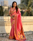 Baby Pink Tissue Paithani Zari Woven Saree