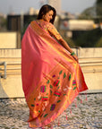 Baby Pink Tissue Paithani Zari Woven Saree
