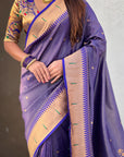 Violet Tissue Paithani Zari Woven Saree