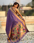 Violet Tissue Paithani Zari Woven Saree