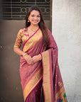Wine Tissue Paithani Zari Woven Saree
